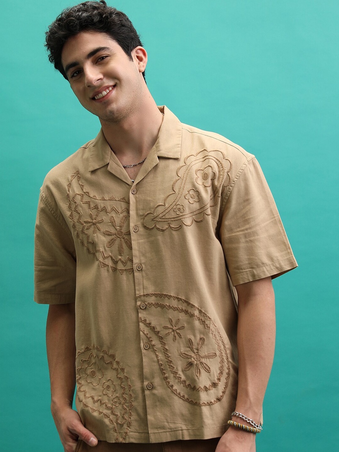 

HIGHLANDER Men Opaque Casual Shirt, Khaki