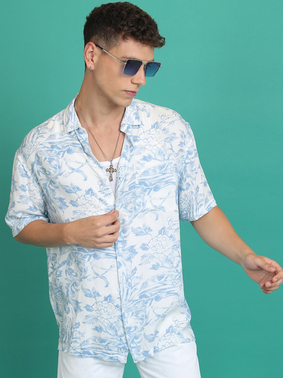 

HIGHLANDER Slim Fit Casual Shirt, Blue