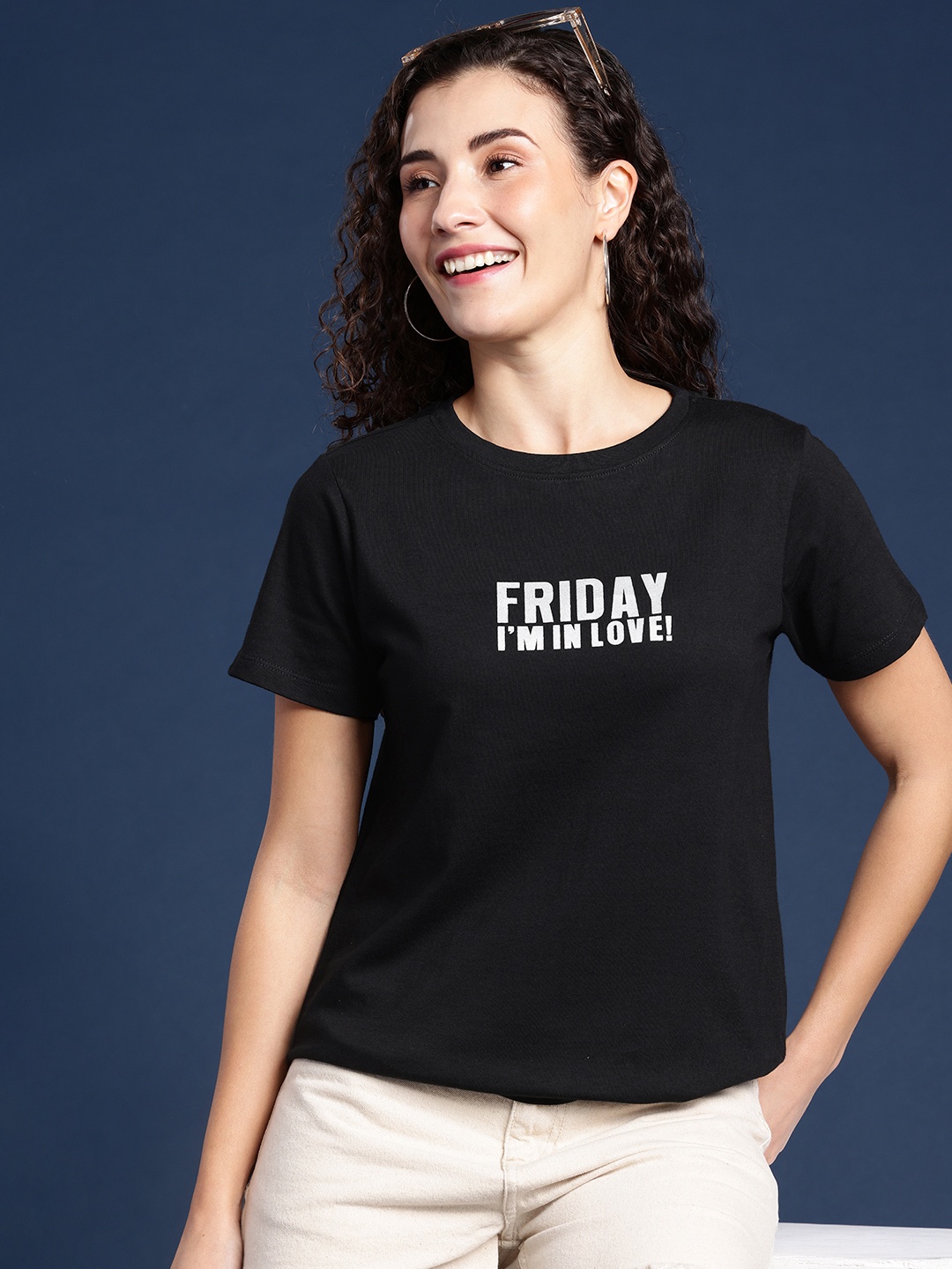 

Mast & Harbour Typography Printed Pure Cotton T-shirt, Black
