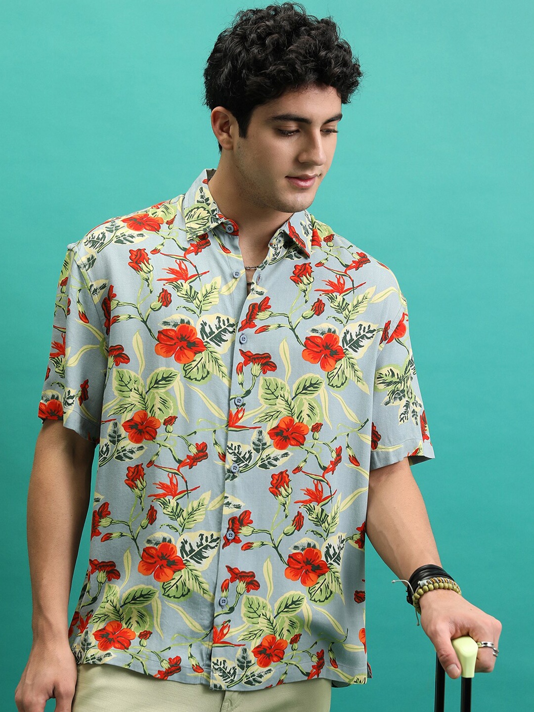 

KETCH All Over Printed Oversized Shirt, Grey