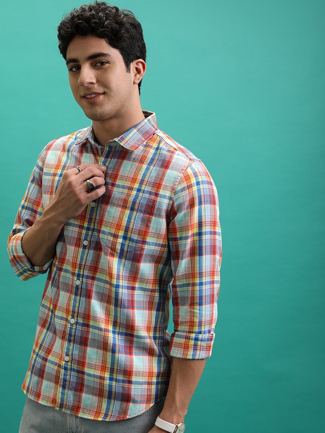 

Ketch Men Regular Collar Full Sleeve Checked Shirt, Multi