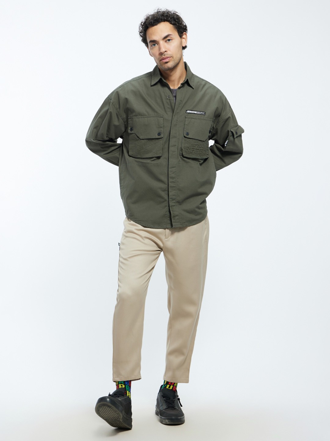 

Urban Monkey Unisex Opaque Casual Shirt, Olive