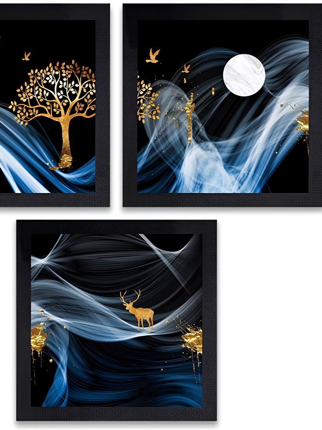 

PnF Black & Blue 3 Piece Wooden Painting Wall Art