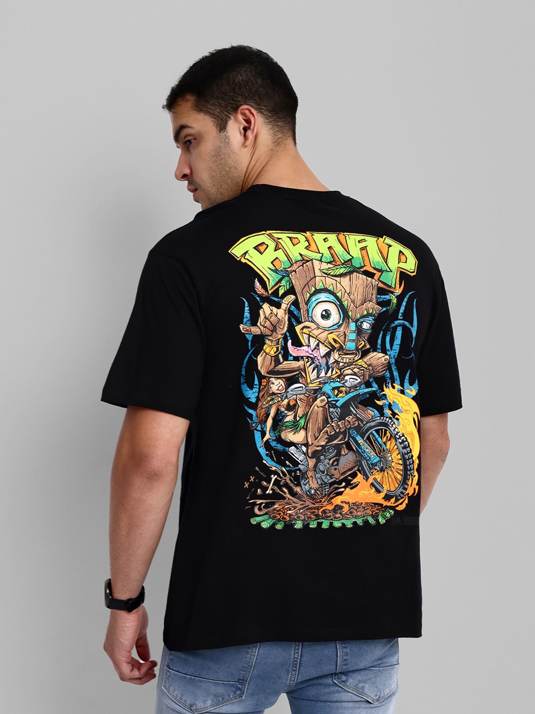 

TOMHIDDLE Men Printed Raw Edge T-shirt, Black