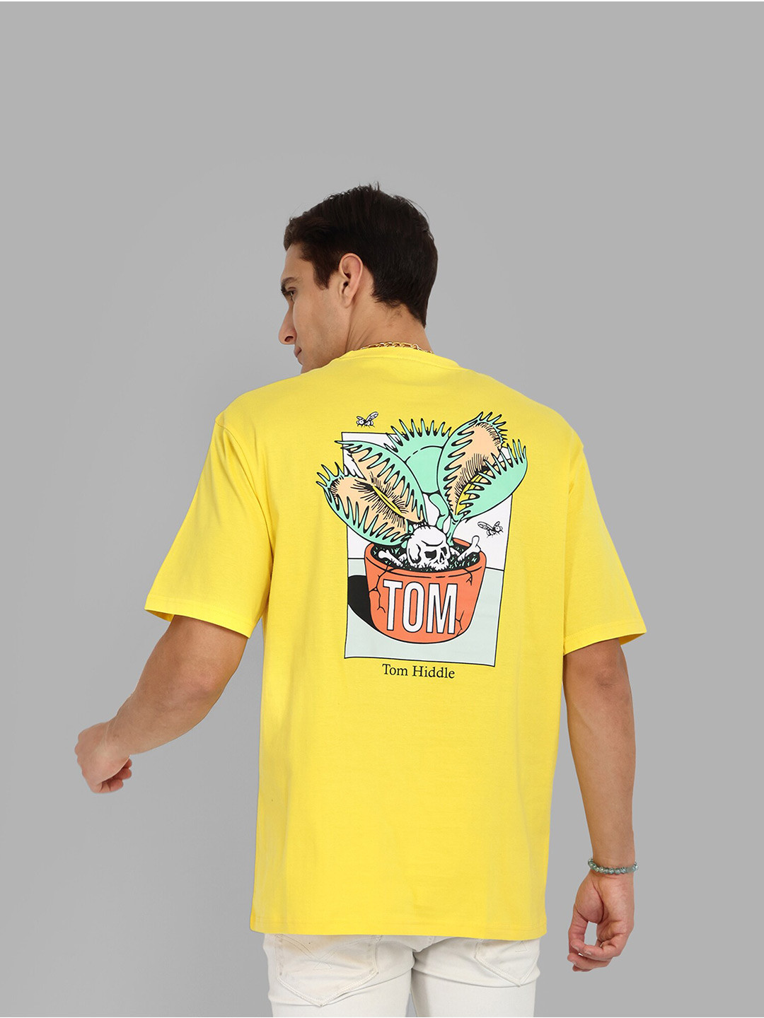 

TOMHIDDLE Pure Cotton Graphic Printed Oversized T-shirt, Yellow