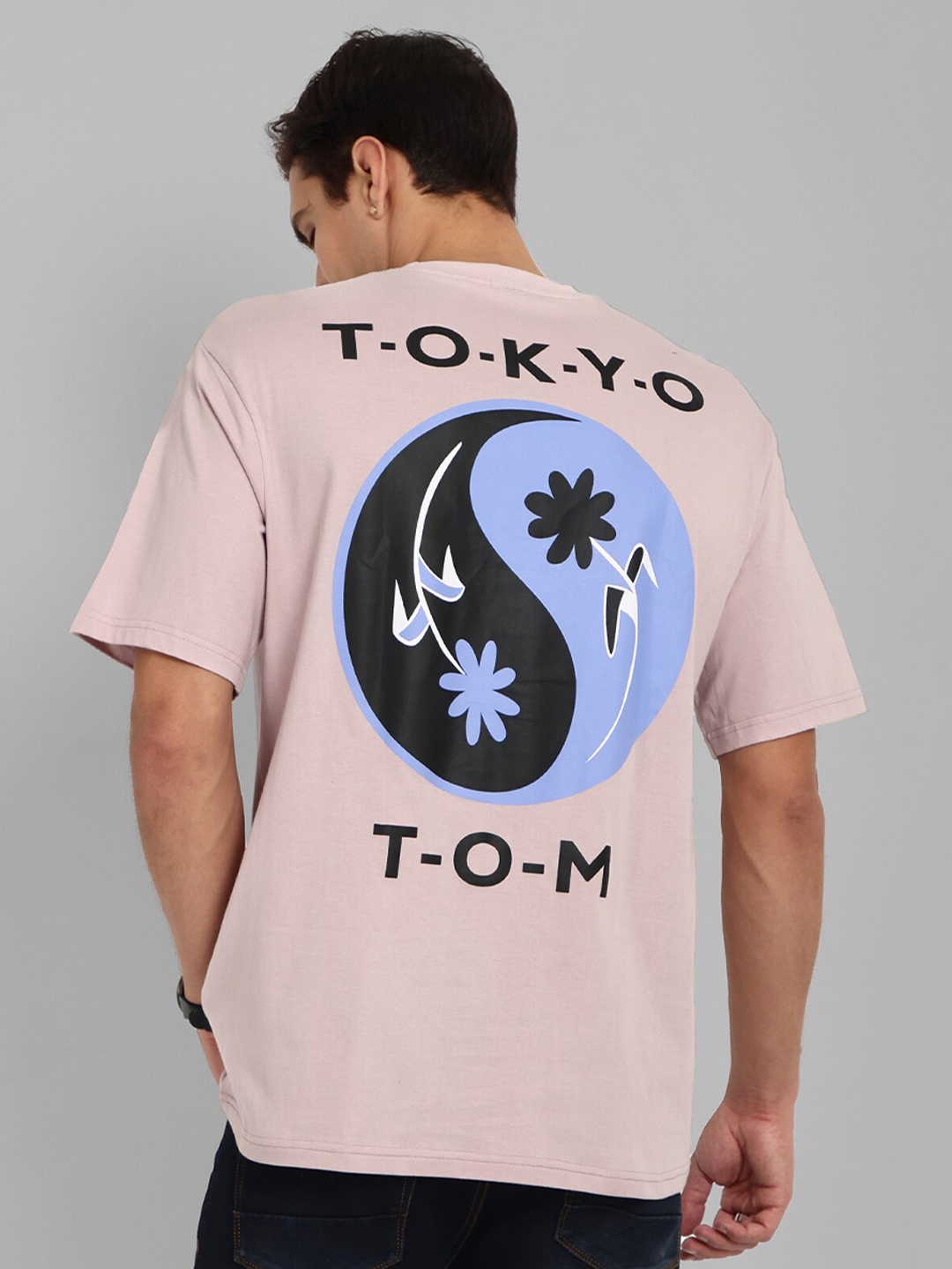 

TOMHIDDLE Pure Cotton Graphic Printed Oversized T-shirt, Pink