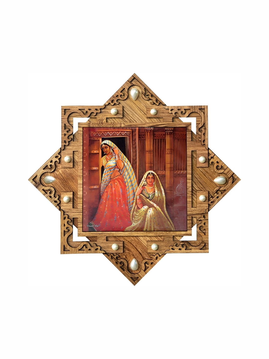 

PnF Beige & Red Wooden Religious Wall Paintings