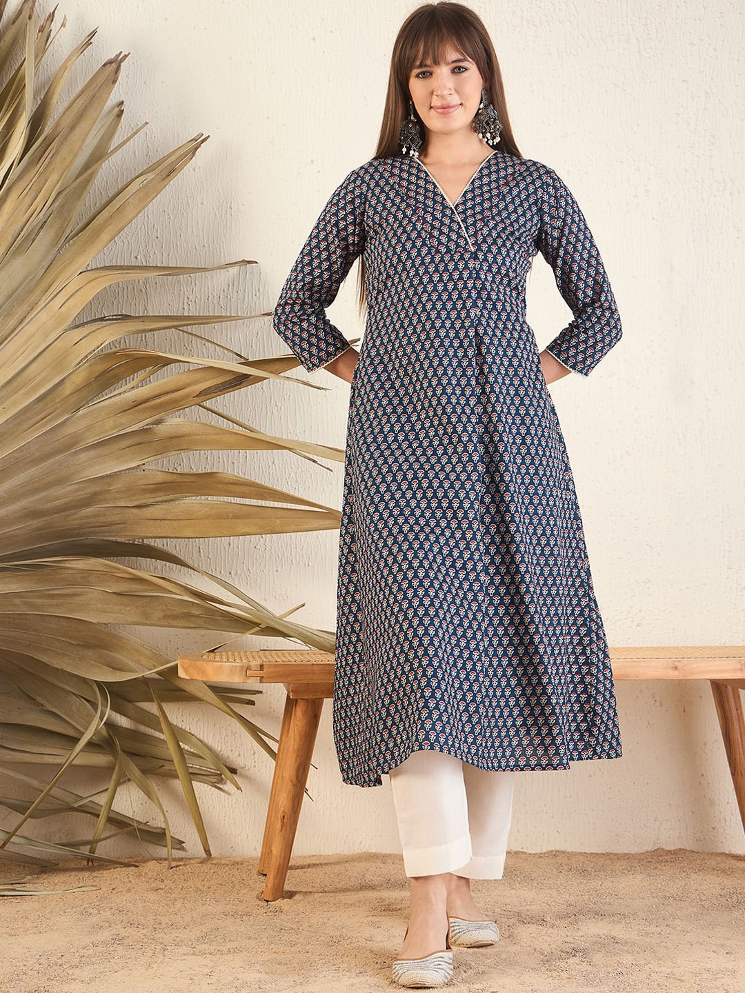 

MASSTANI BY INDDUS Women Ethnic Motifs Printed Kurta, Blue