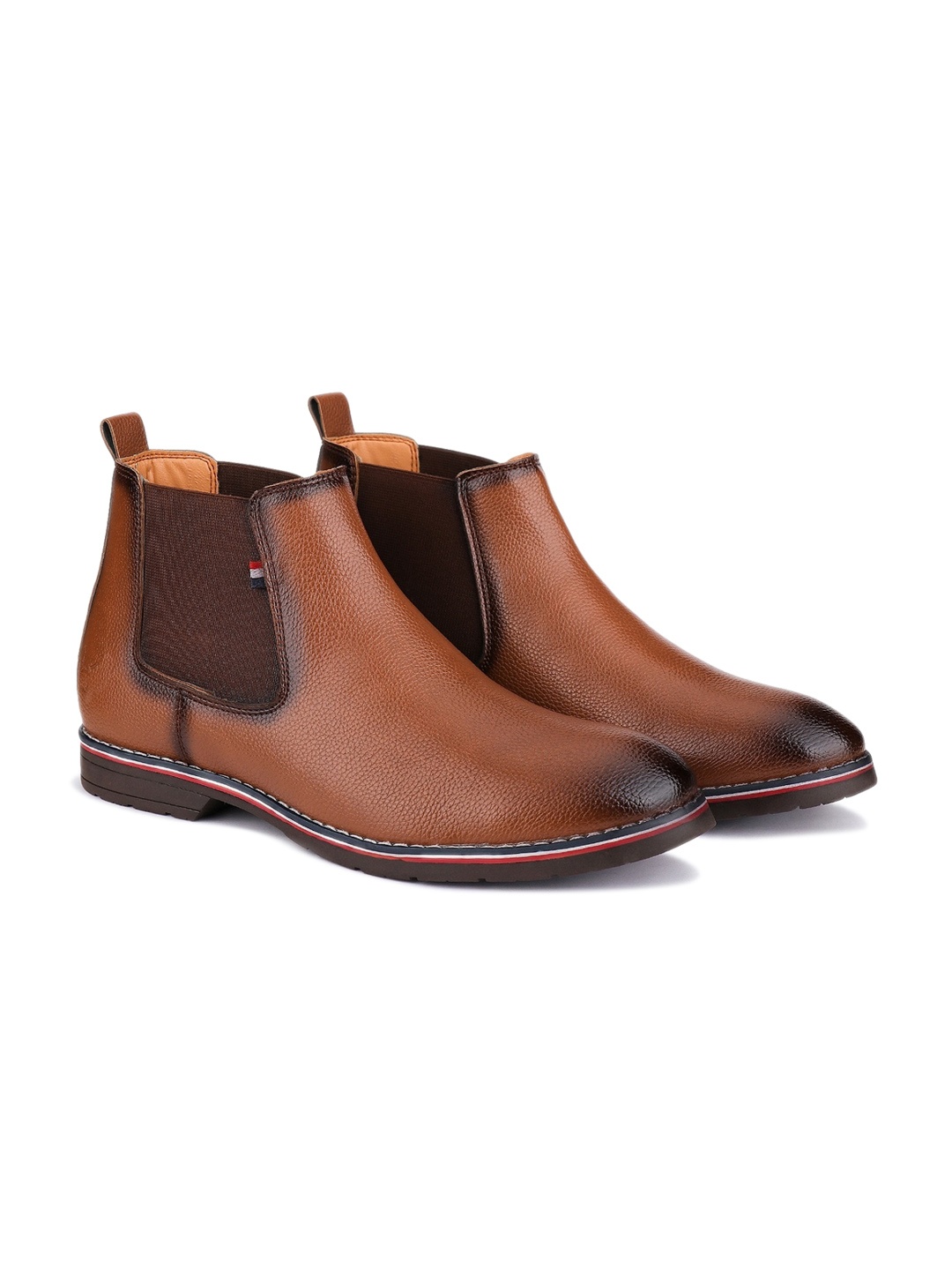 

BERSACHE Men Lightweight Leather Chelsea Boots, Brown