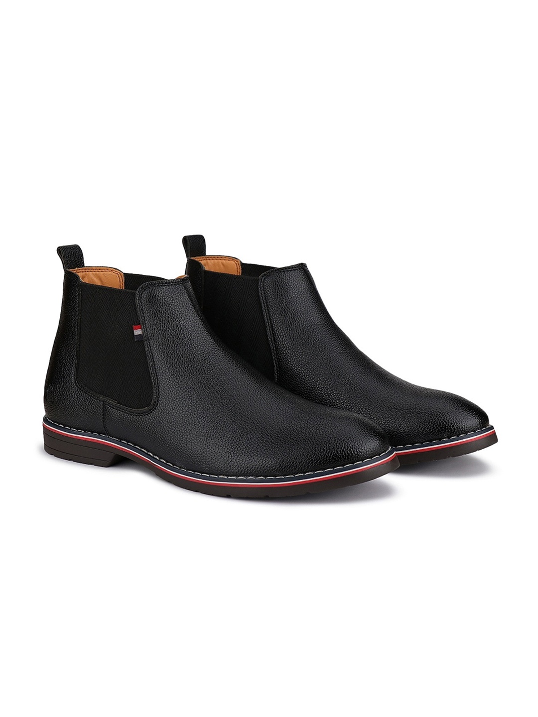 

BERSACHE Men Lightweight Leather Mid-Top Chelsea Boots, Black