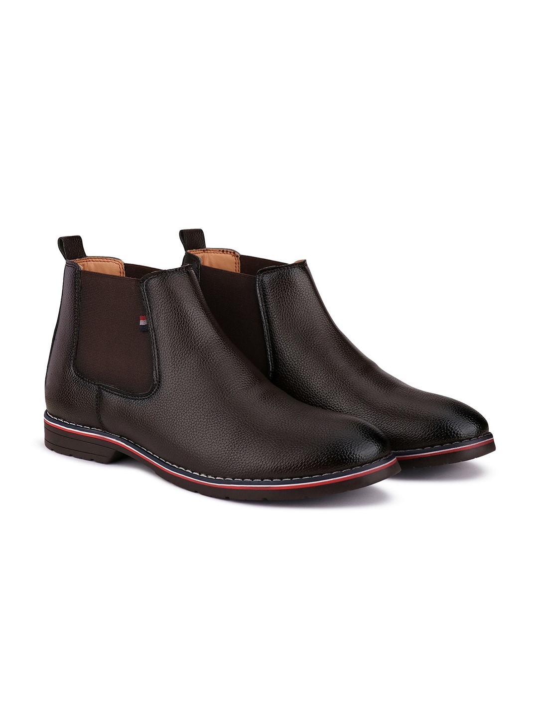 

BERSACHE Men Leather Mid-Top Chelsea Boots, Brown