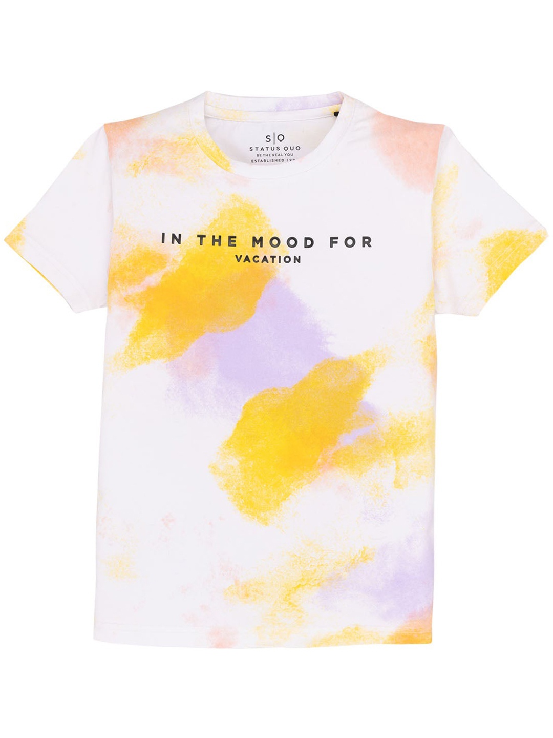 

Status Quo Boys Printed V-Neck Pure Cotton Raw Edge T-shirt, Off white
