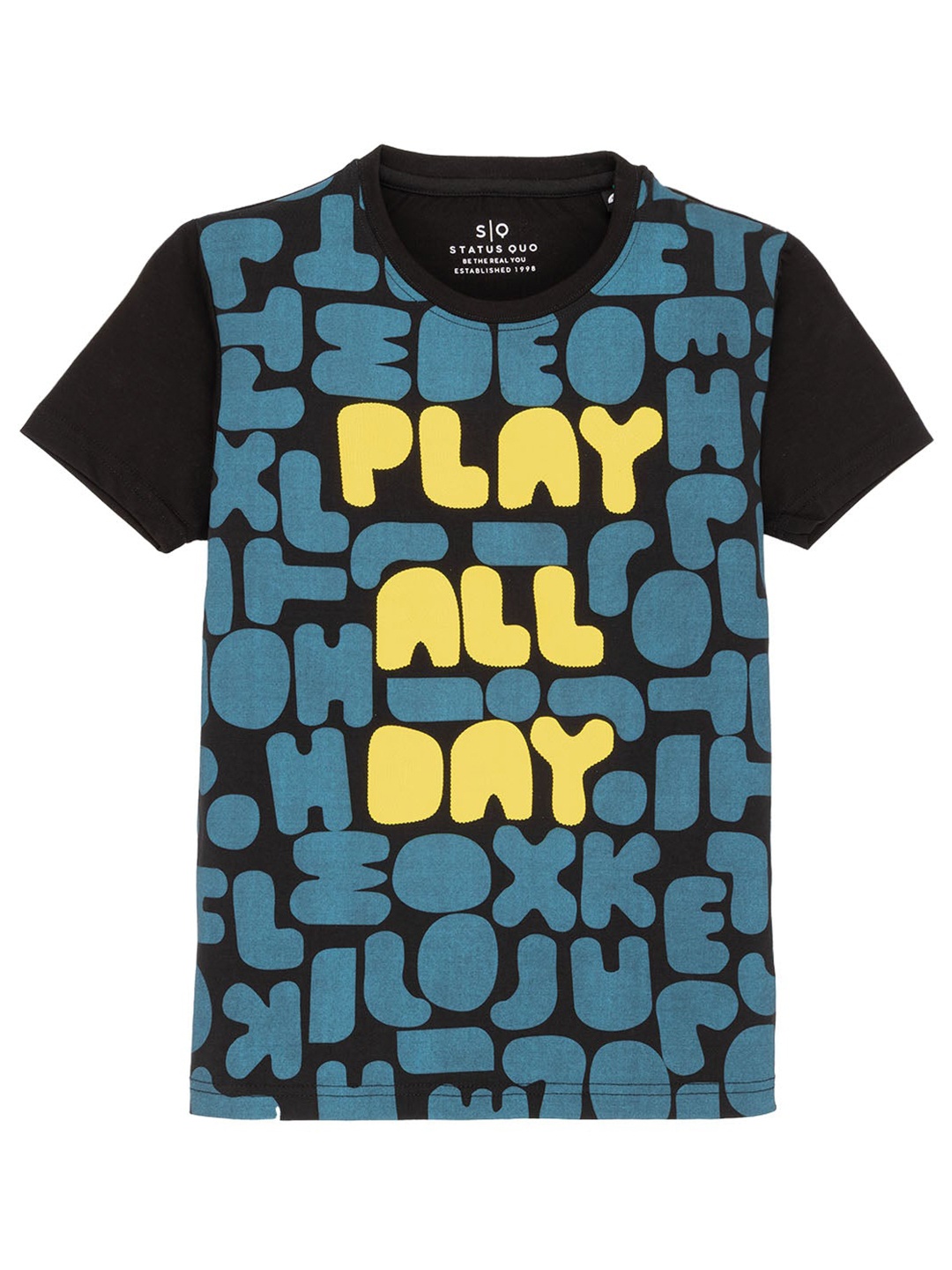 

Status Quo Boys Printed Pure Cotton Pockets T-shirt, Black