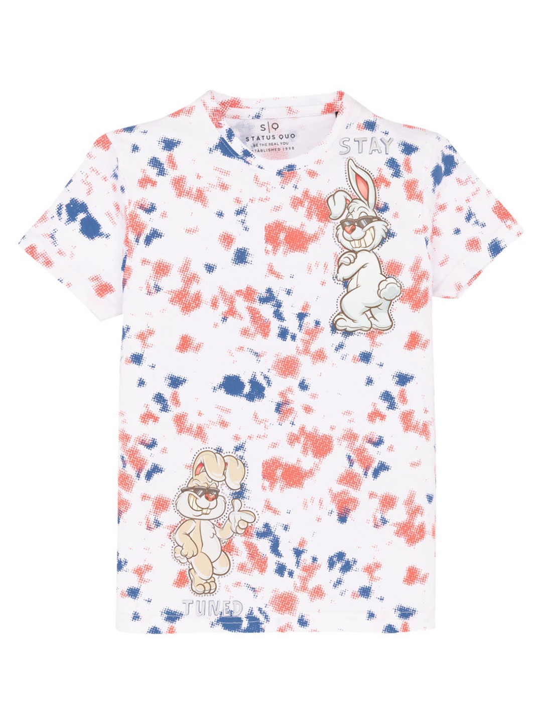 

Status Quo Boys Floral Printed Pure Cotton T-shirt, Red