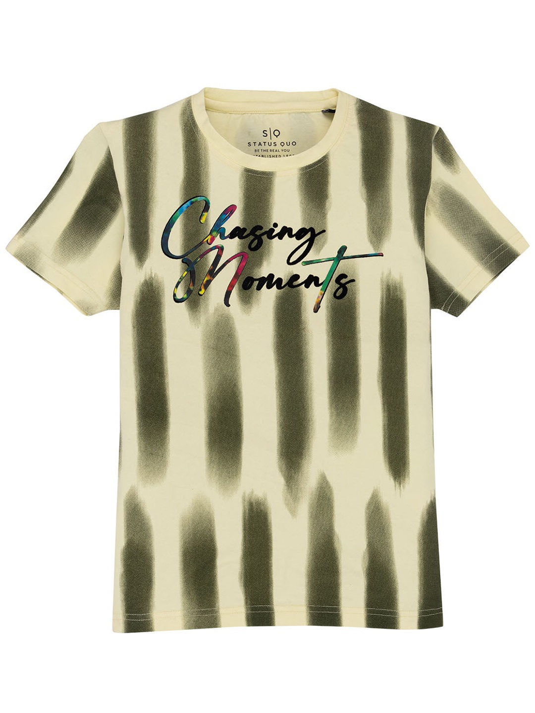 

Status Quo Boys Striped Pure Cotton T-shirt, Olive