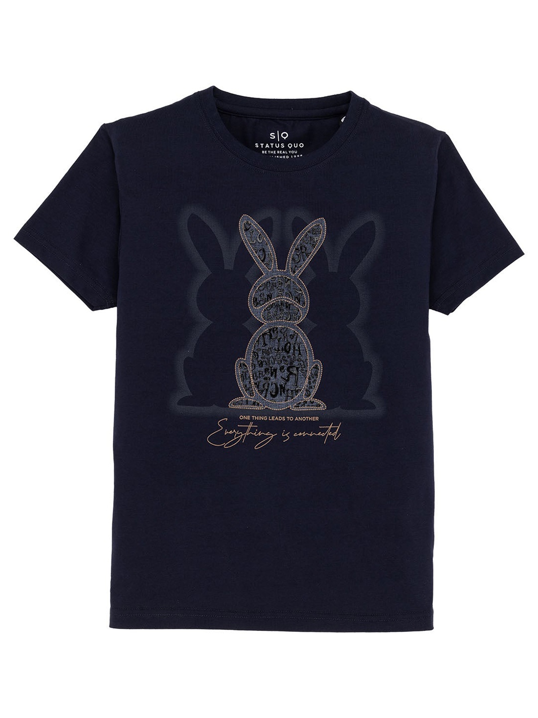 

Status Quo Boys Typography Printed T-shirt, Navy blue