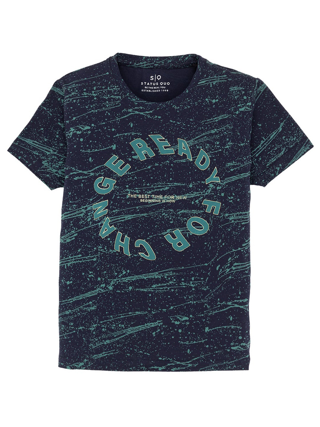 

Status Quo Boys Printed Pure Cotton T-shirt, Navy blue