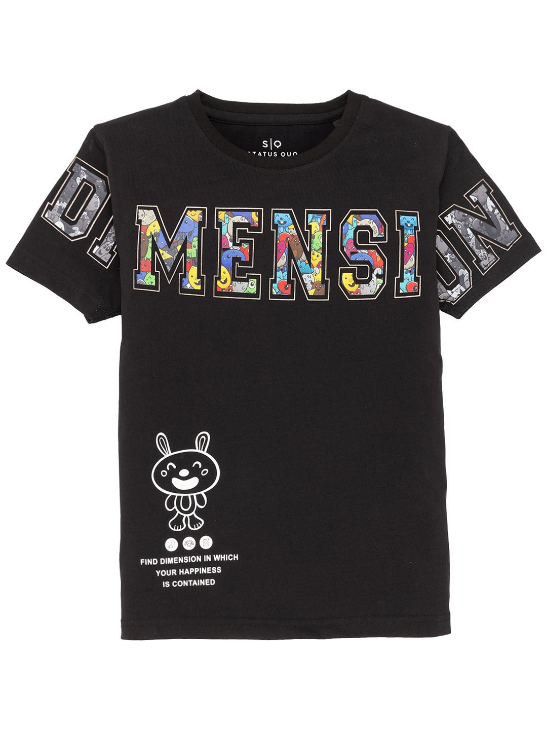 Status Quo Boys Typography Printed T-shirt, Black