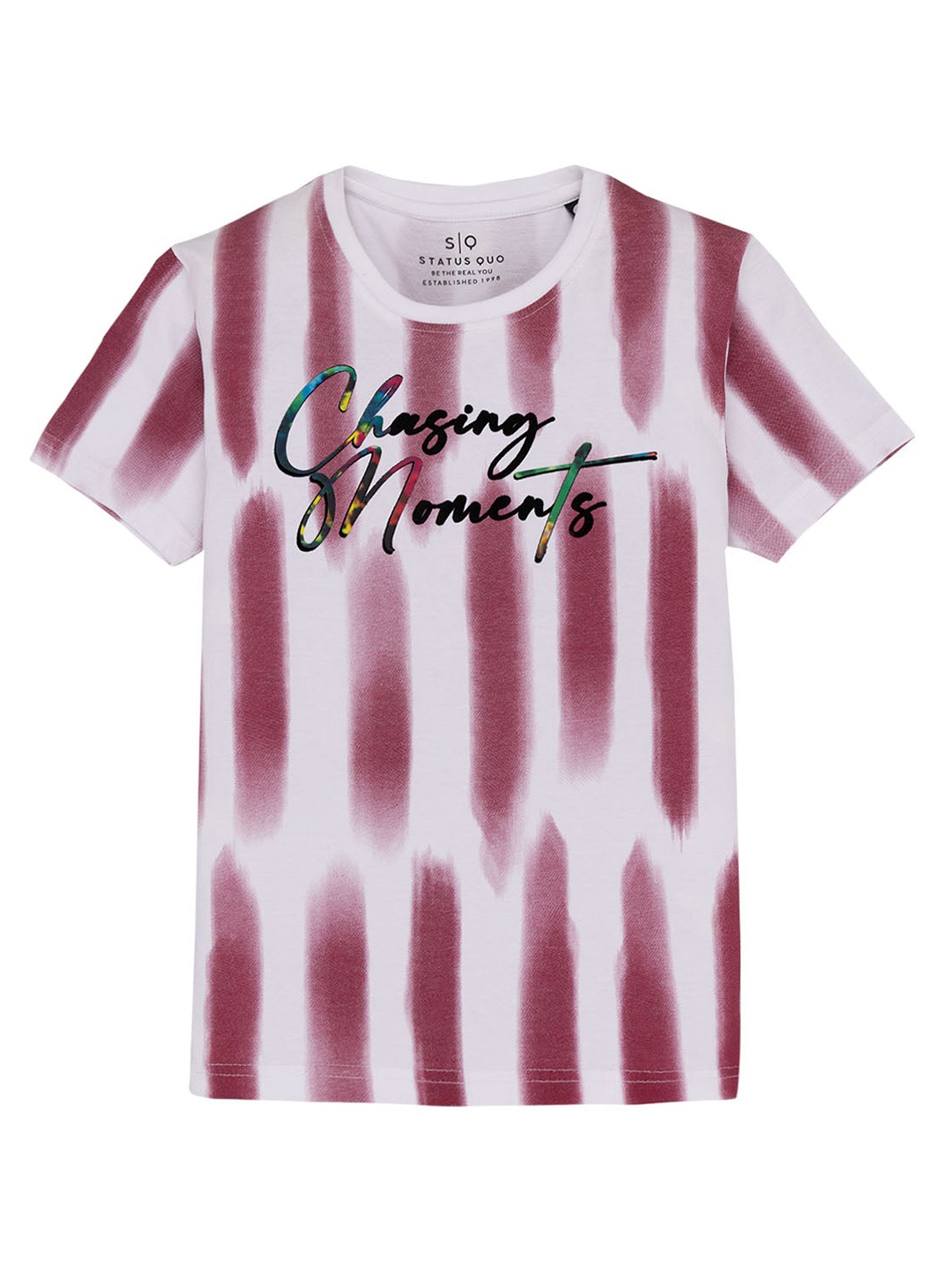 

Status Quo Boys Striped Pure Cotton T-shirt, Maroon