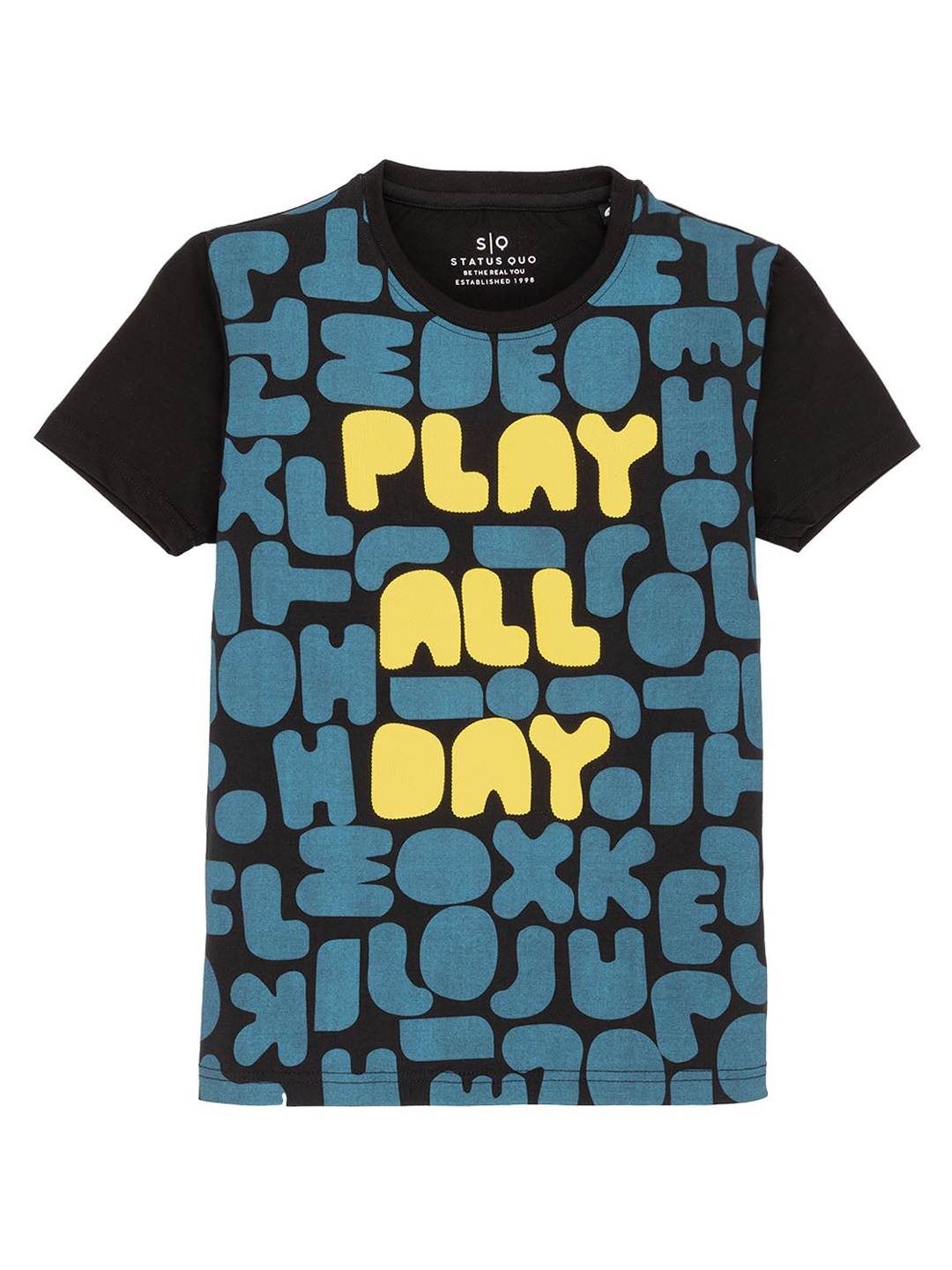 

Status Quo Boys Printed Pure Cotton Pockets T-shirt, Black