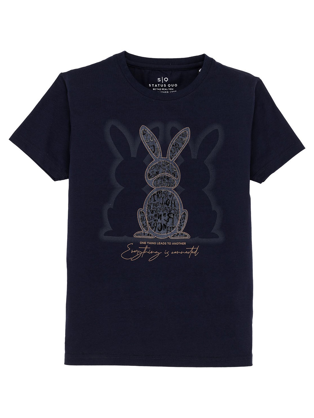 

Status Quo Boys Typography Printed T-shirt, Navy blue