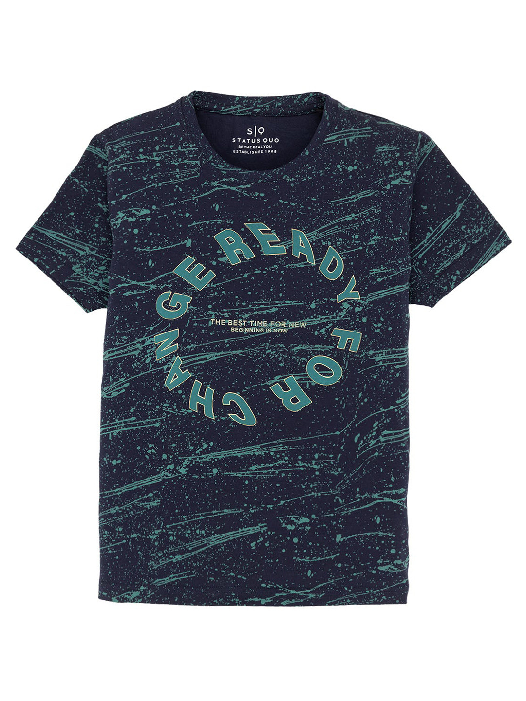 

Status Quo Boys Typography Printed Pure Cotton T-shirt, Navy blue