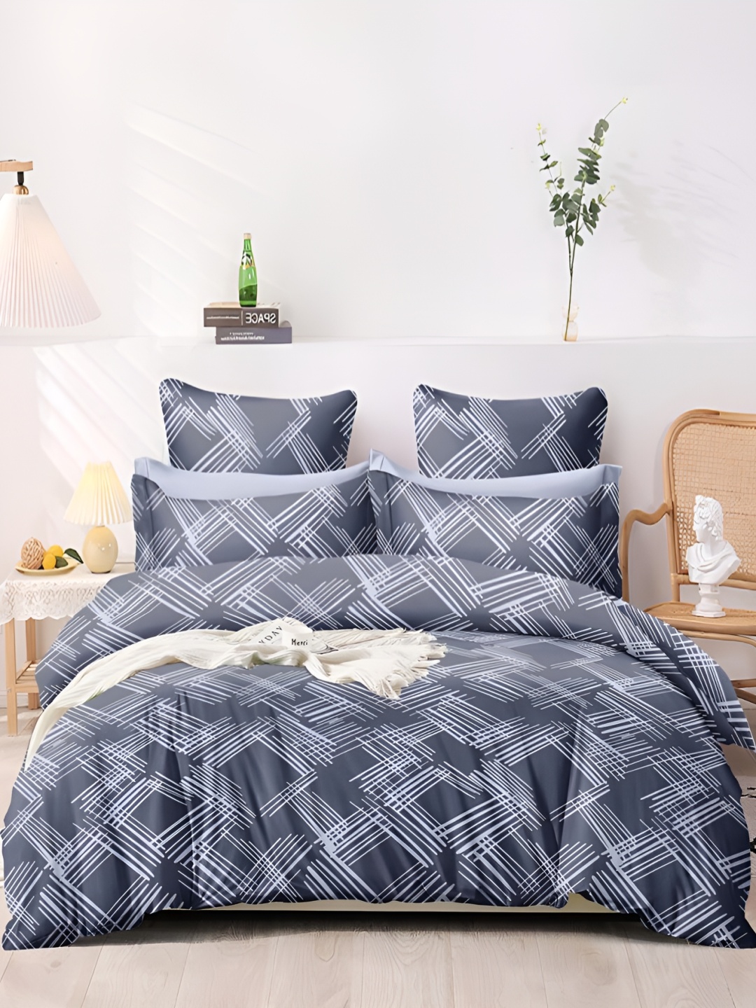 

MORADO Blue Geometric Printed Double Queen Duvet Cover