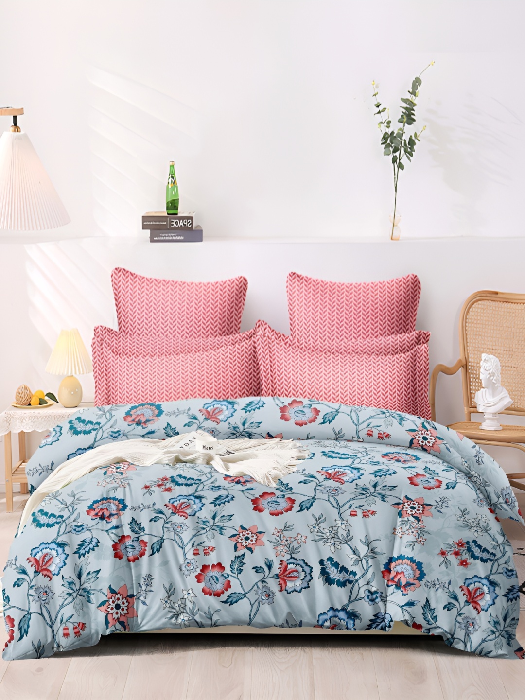 

MORADO Blue Floral Printed Double Queen Duvet Cover