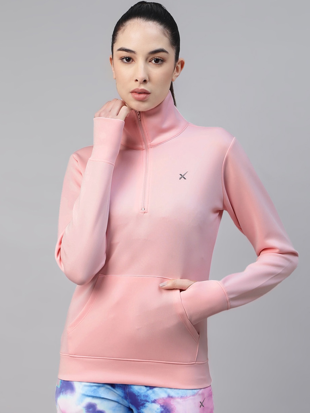 

HRX by Hrithik Roshan Women Floral Colourblocked Longline Sporty Jacket with Patchwork, Pink
