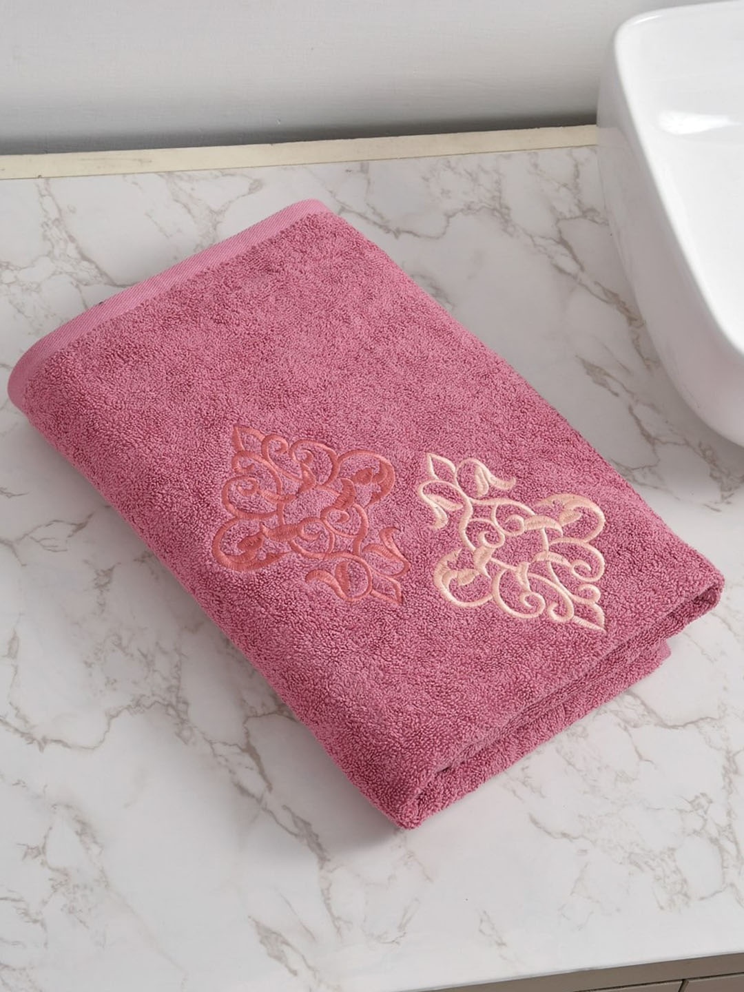 

Cotton Bolls Textiles Muave Cotton 650 GSM Embroidery Bath Towel, Mauve