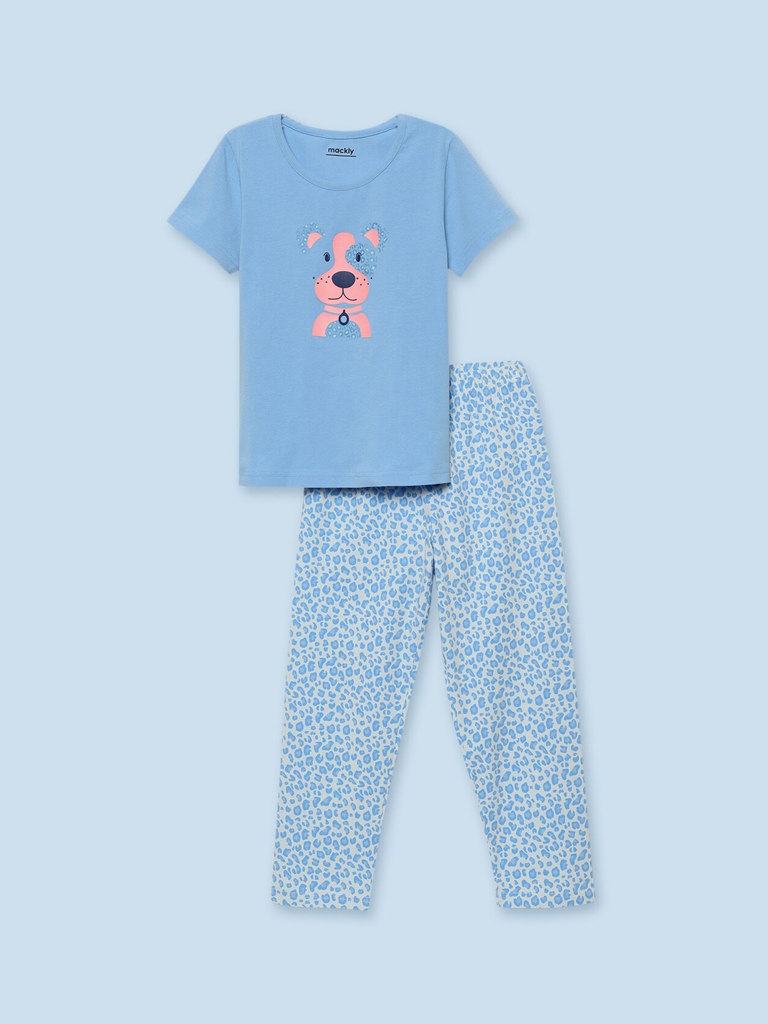 

mackly Girls Printed Night suit, Blue