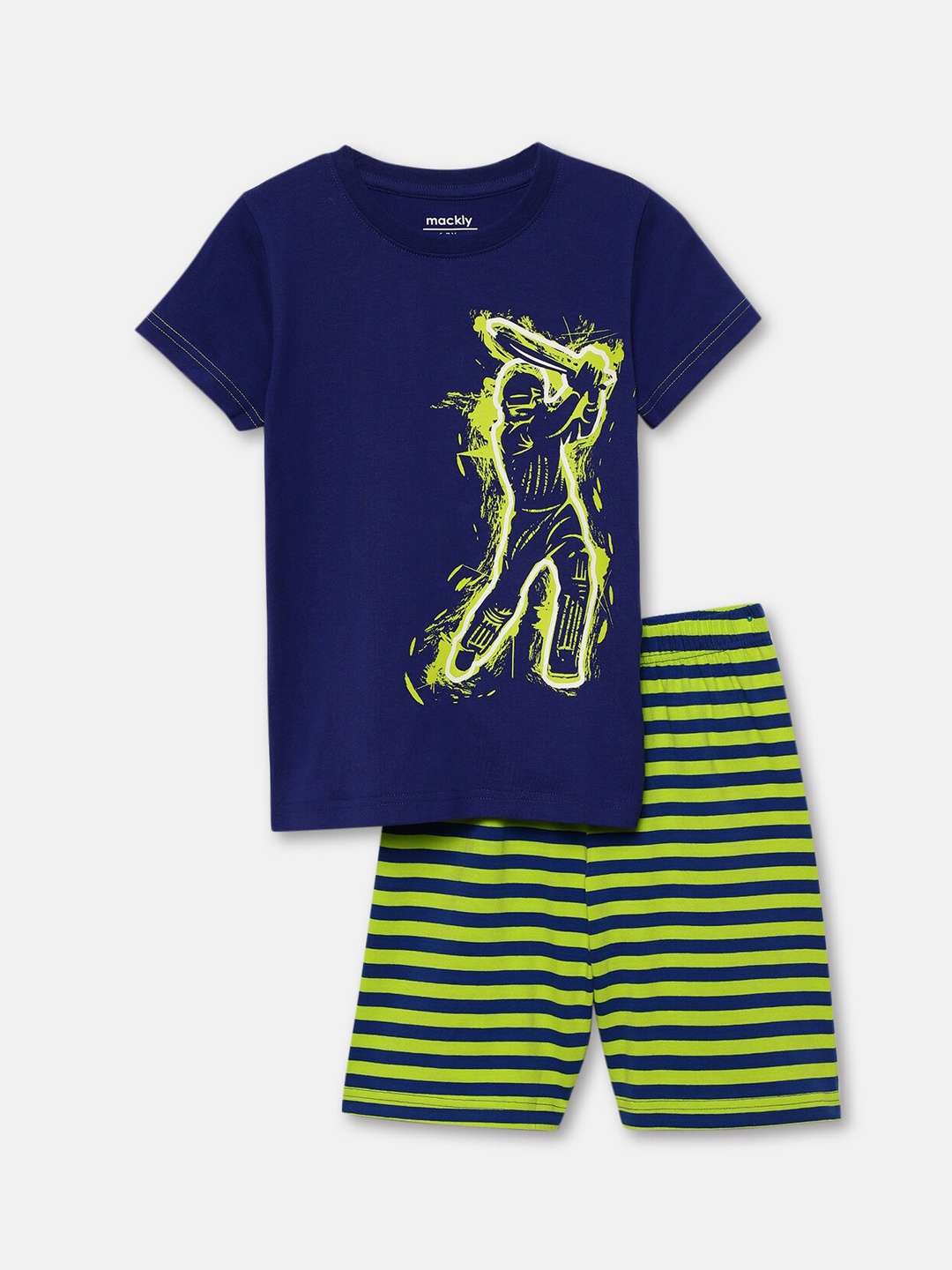 

mackly Boys Graphic Printed Night suit, Navy blue