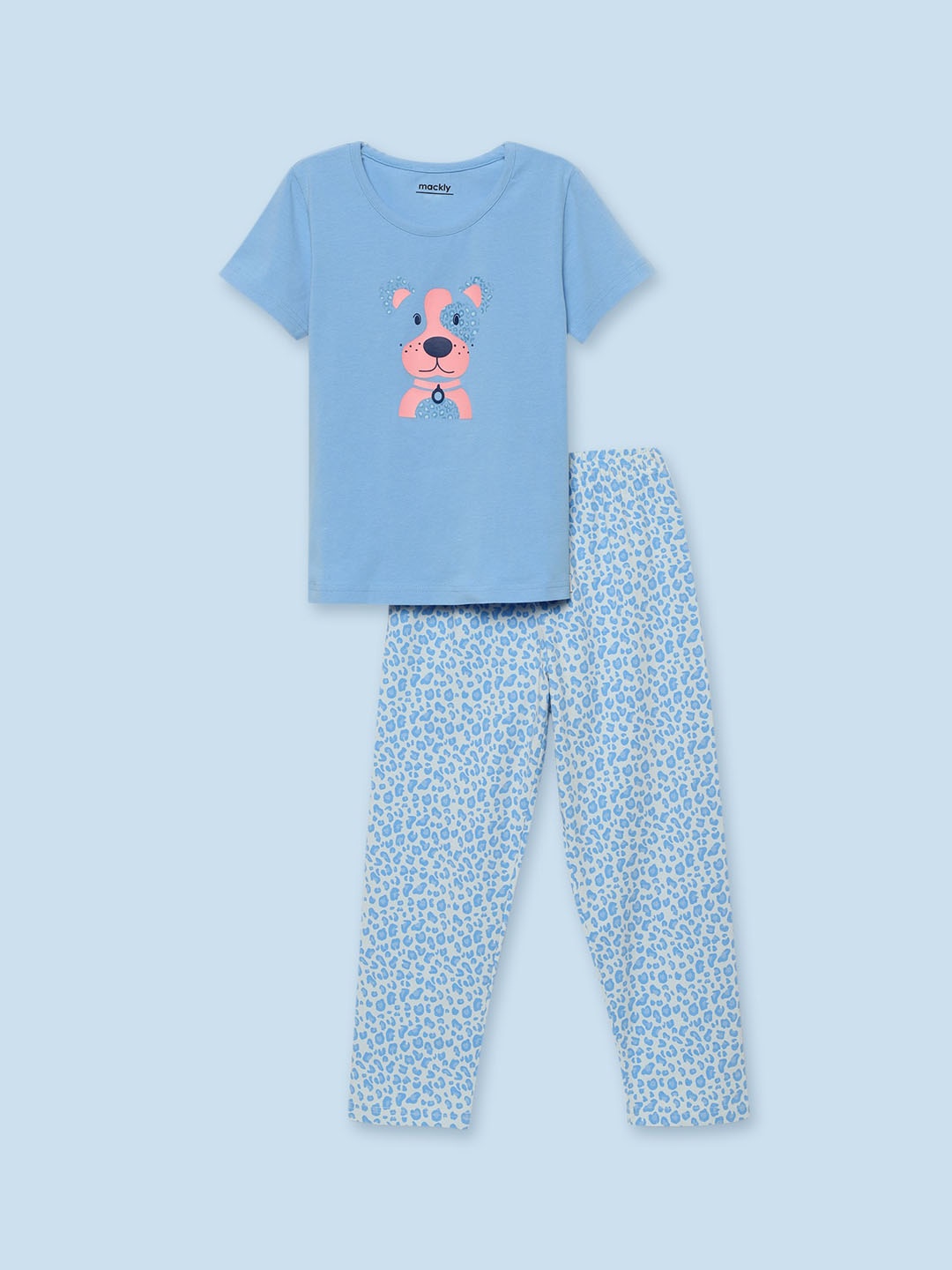 

mackly Girls Graphic Printed Night suit, Blue