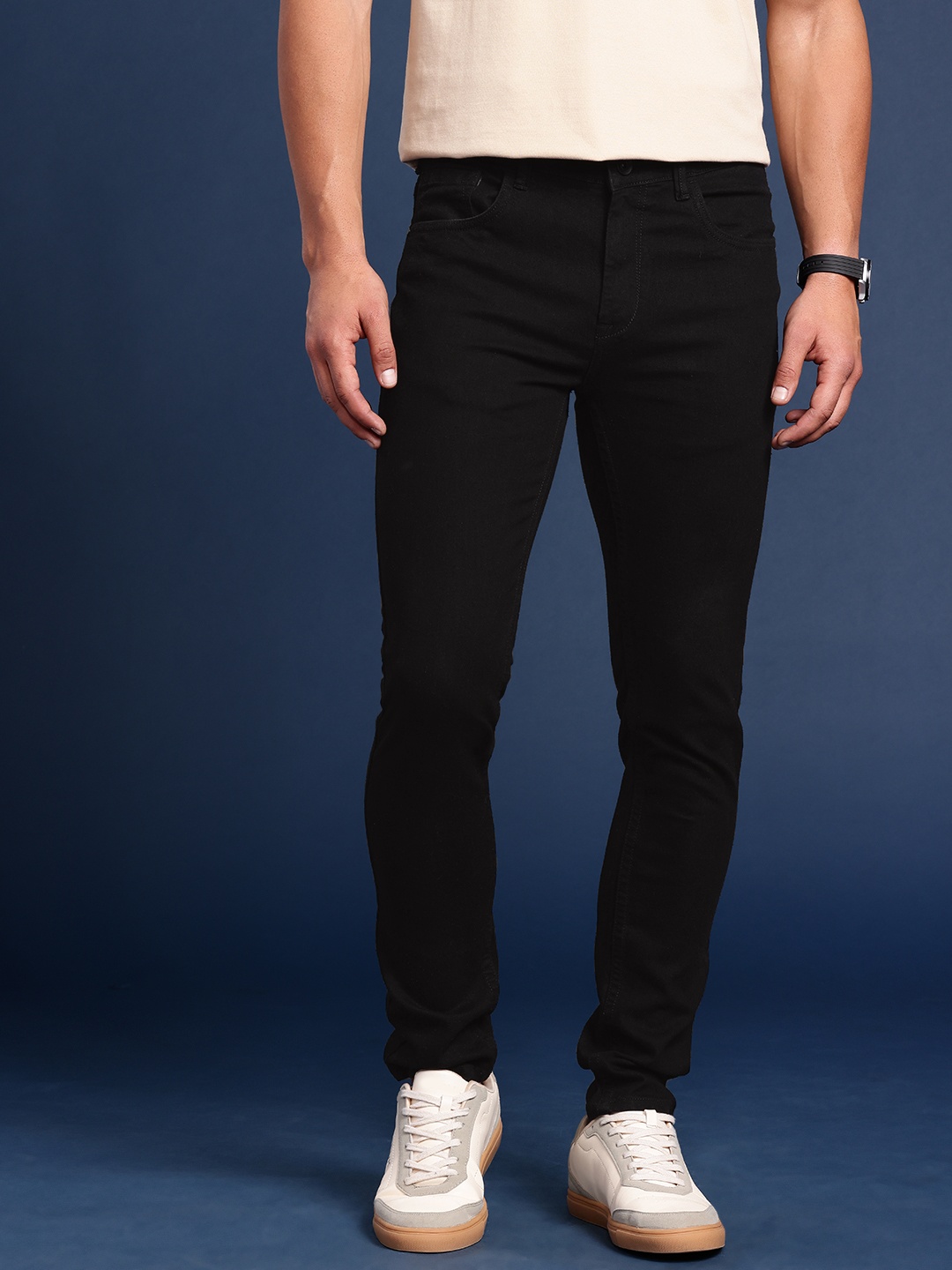 

Mast & Harbour Men Skinny Fit Stretchable Jeans, Black