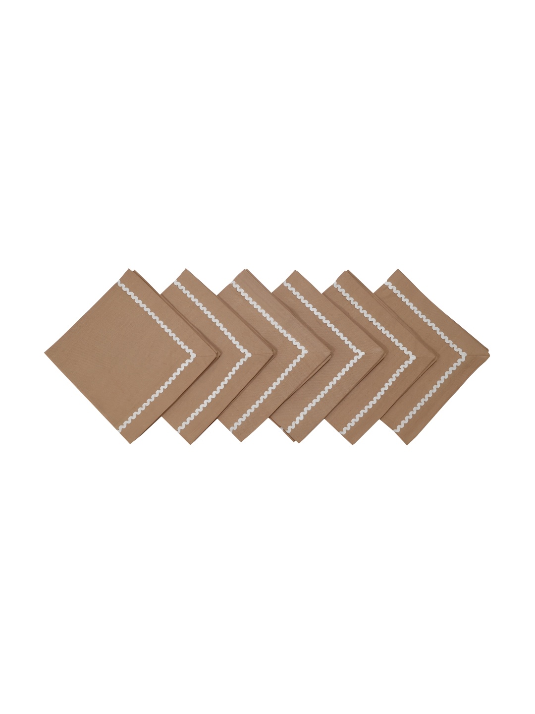 

FOVEROS 6 Pieces Mustard Brown & White Cotton Dinner Table Napkins