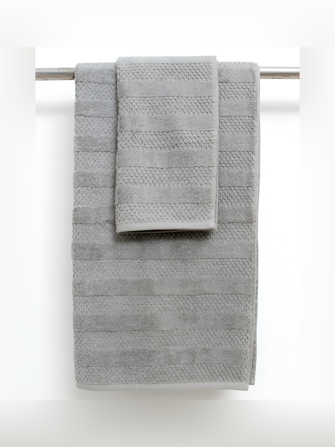 

AVI Living Grey 2Pcs Striped Cotton 550 GSM Towel Set