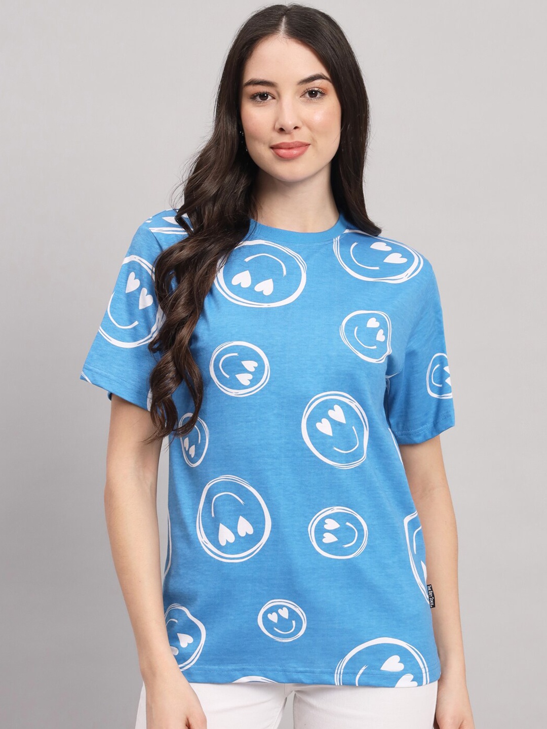 

The Dry State Women Printed Applique T-shirt, Blue