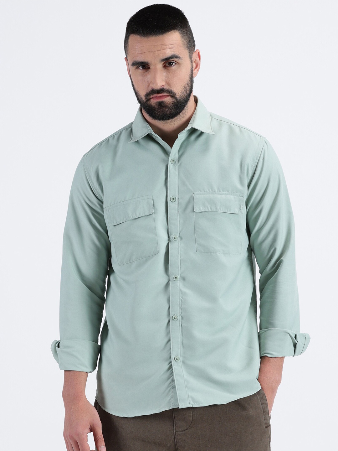 

MISCHIEF MONKEY Men Classic Opaque Casual Shirt, Green
