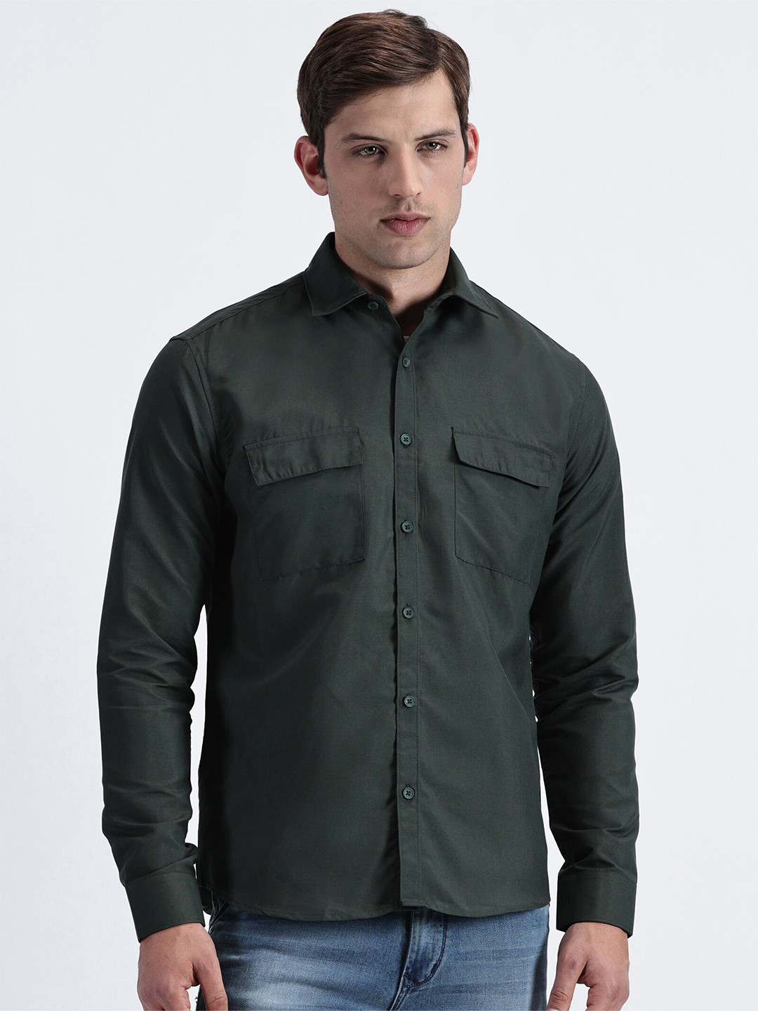

MISCHIEF MONKEY Men Classic Opaque Casual Shirt, Green