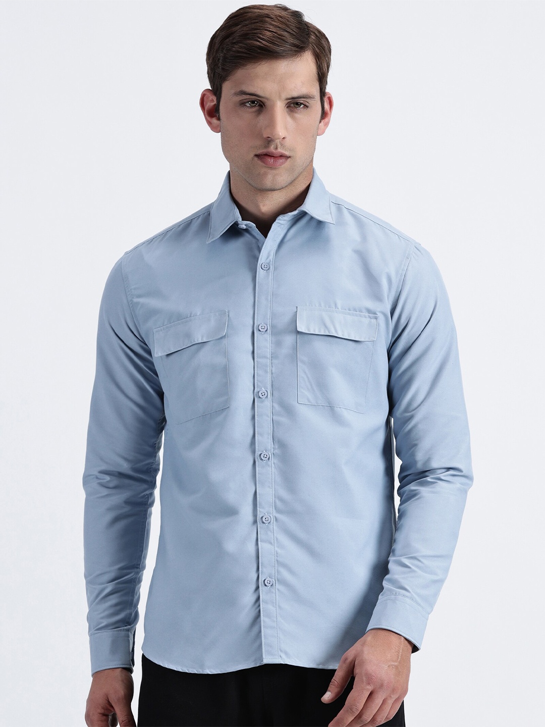 

MISCHIEF MONKEY Men Classic Opaque Casual Shirt, Blue