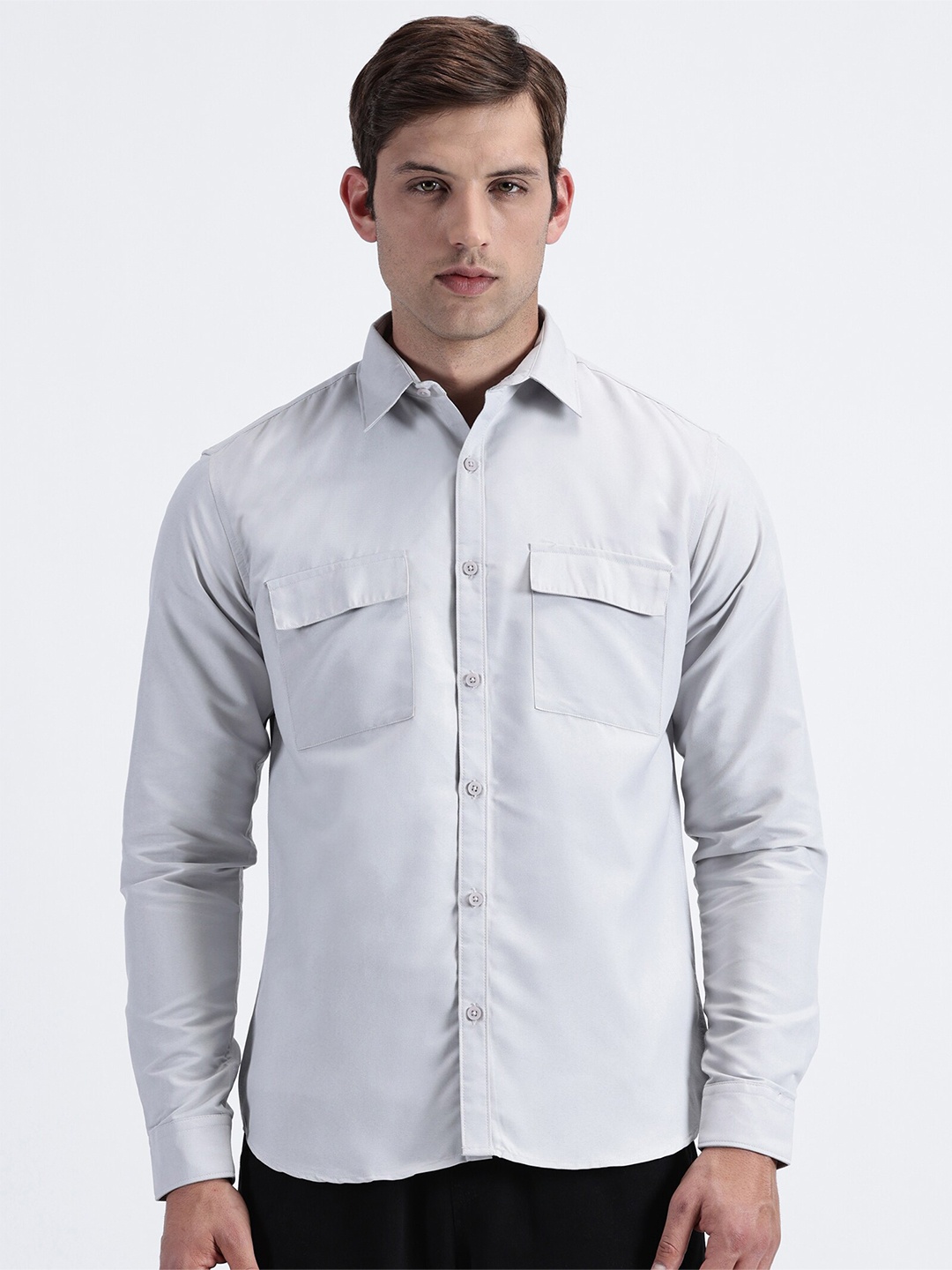 

MISCHIEF MONKEY Men Classic Opaque Casual Shirt, Grey