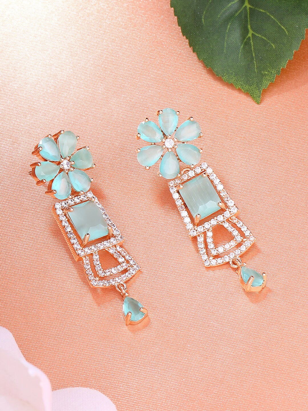 

Estele Floral Drop Earrings, Sea green