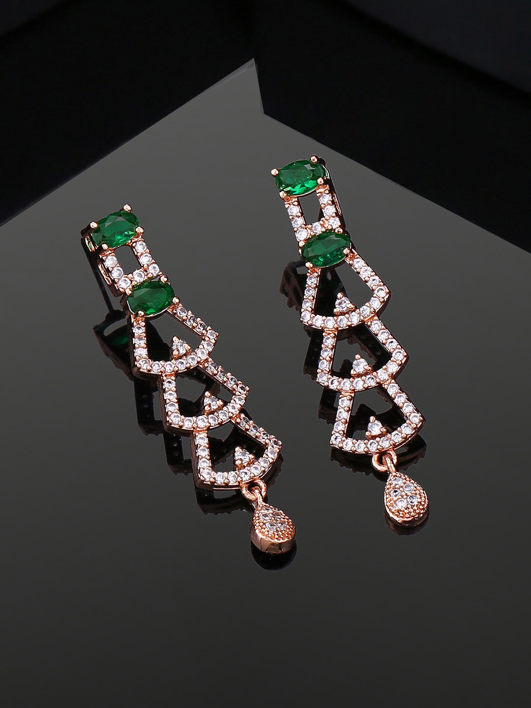 

Estele Geometric Drop Earrings, Green