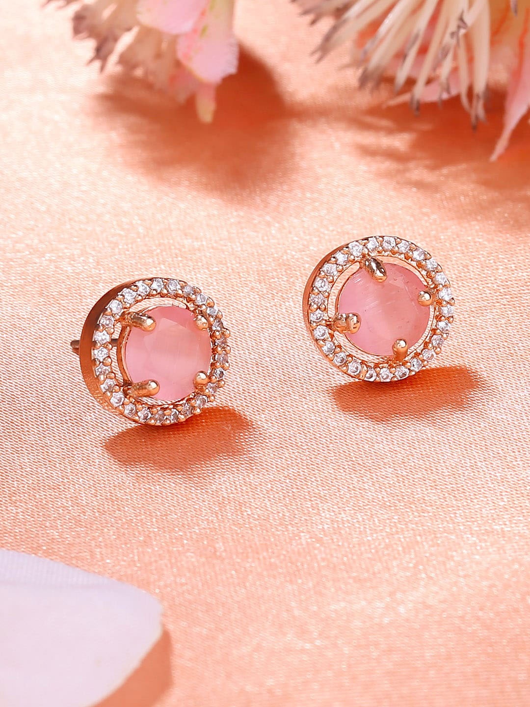 

Estele Circular Studs Earrings, Pink