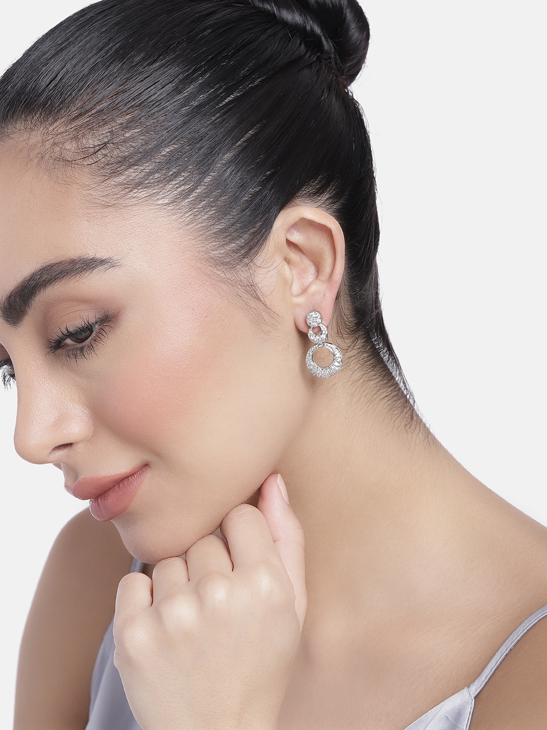 

Estele Circular Drop Earrings, White