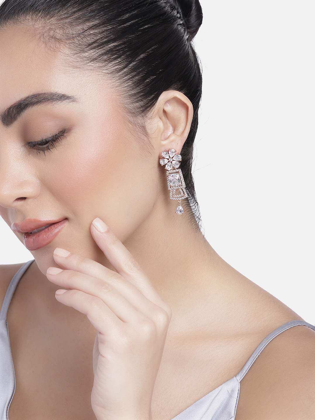 

Estele Floral Drop Earrings, White