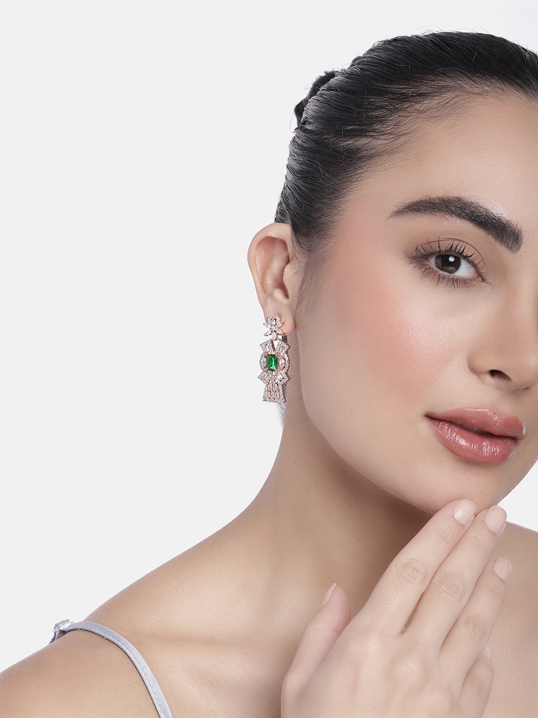 

Estele Contemporary Drop Earrings, Green