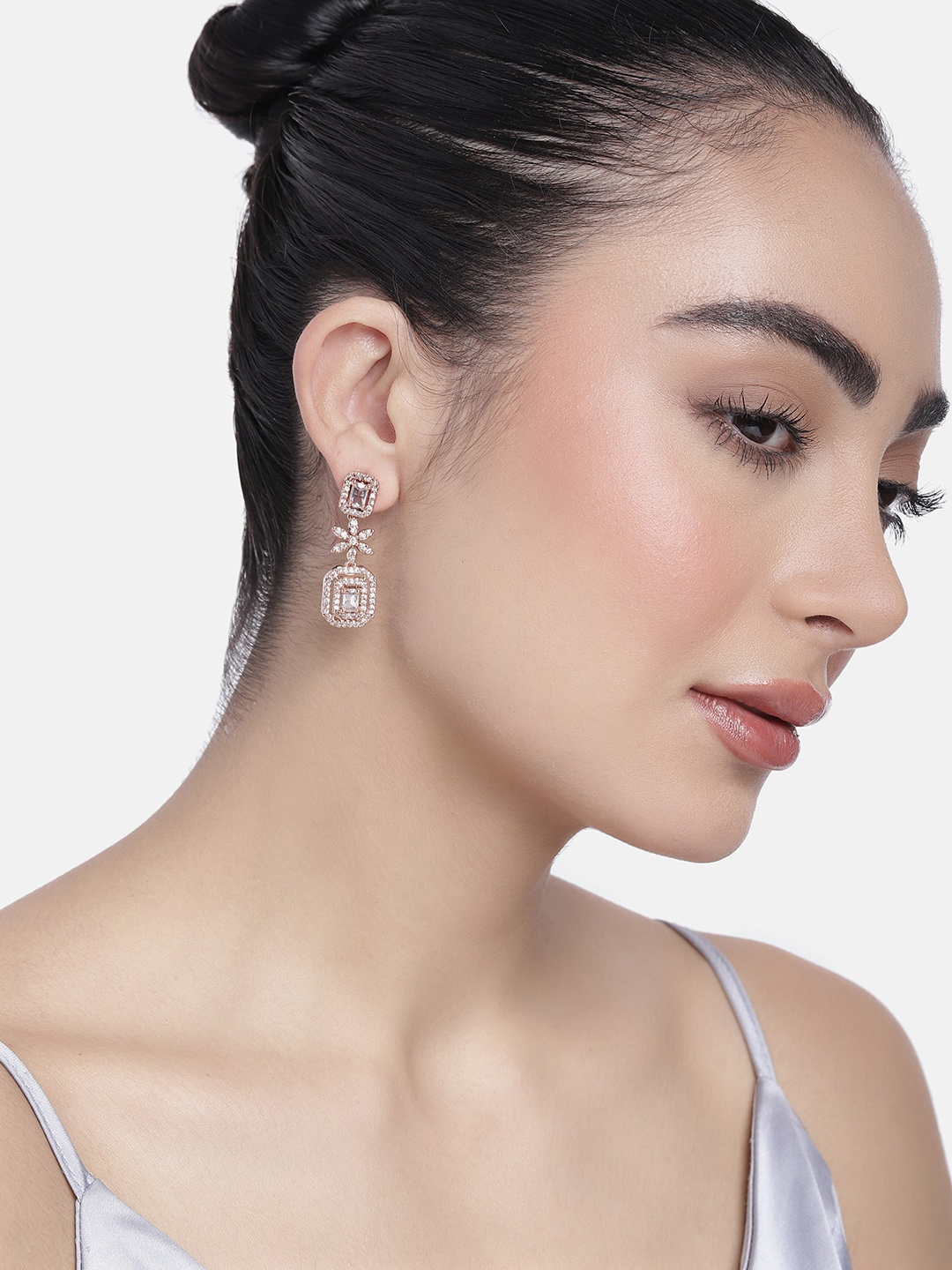 

Estele Geometric Drop Earrings, White