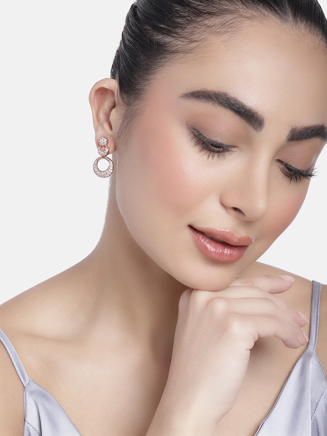 

Estele Circular Drop Earrings, White