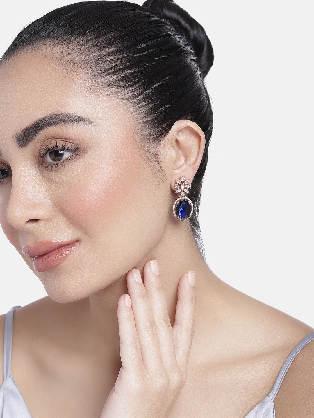 

Estele Oval Drop Earrings, Blue
